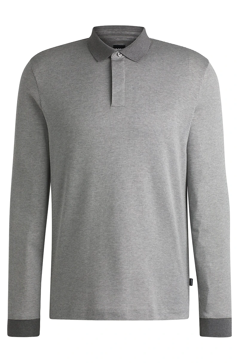 Long-sleeved polo shirt cotton with concealed placket