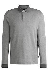 Long-sleeved polo shirt cotton with concealed placket