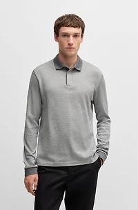 Long-sleeved polo shirt cotton with concealed placket
