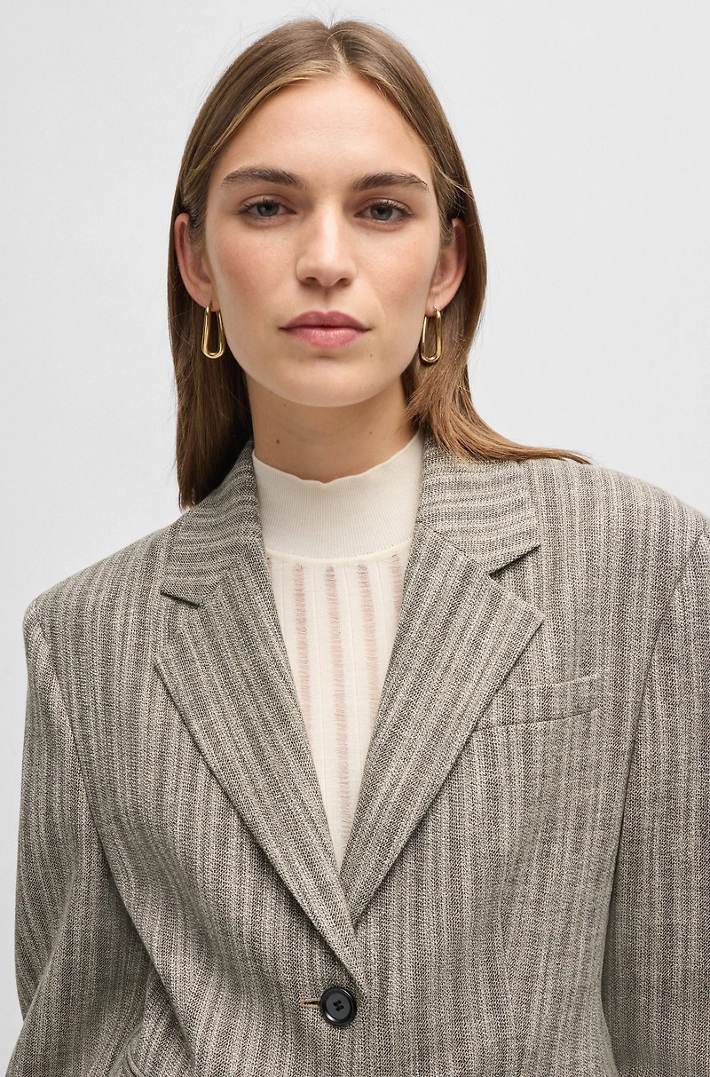 Slim-fit jacket striped stretch cloth