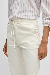 Stretch-cotton trousers with drawcord waist