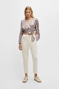 Casual trousers stretch-cotton satin