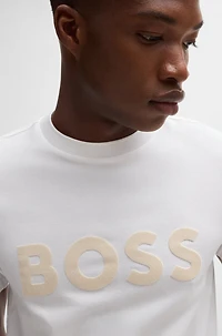 Cotton-jersey T-shirt with mirror-effect logo print