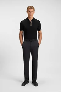 Zip-neck polo shirt stretch-cotton piqué