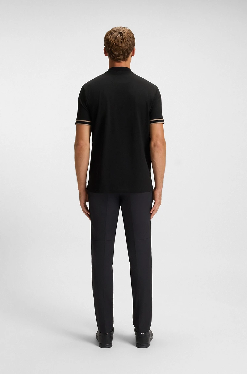 Zip-neck polo shirt stretch-cotton piqué