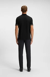 Zip-neck polo shirt stretch-cotton piqué