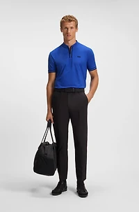 Zip-neck polo shirt stretch-cotton piqu