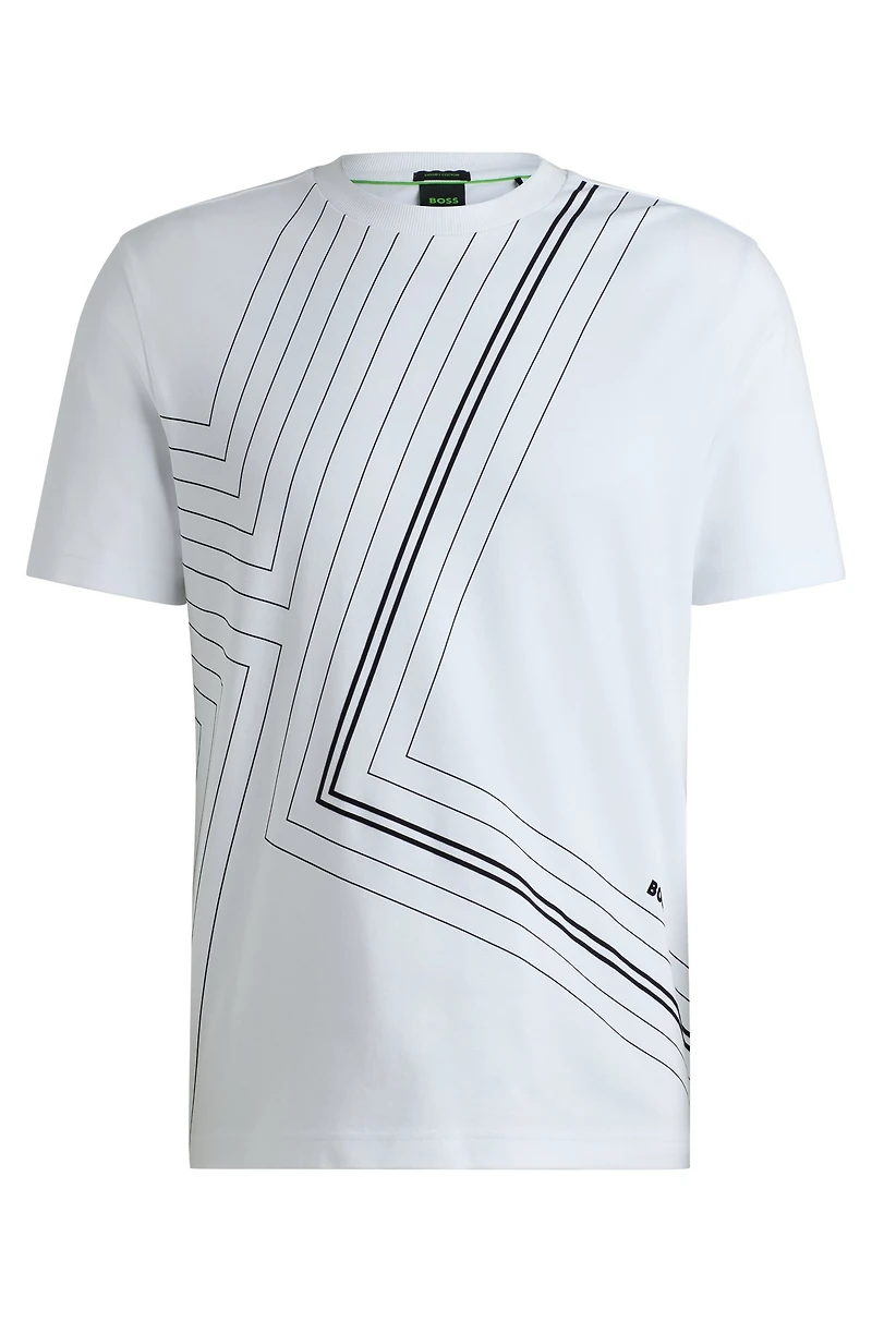 Interlock-cotton regular-fit T-shirt with fineline artwork