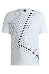 Interlock-cotton regular-fit T-shirt with fineline artwork