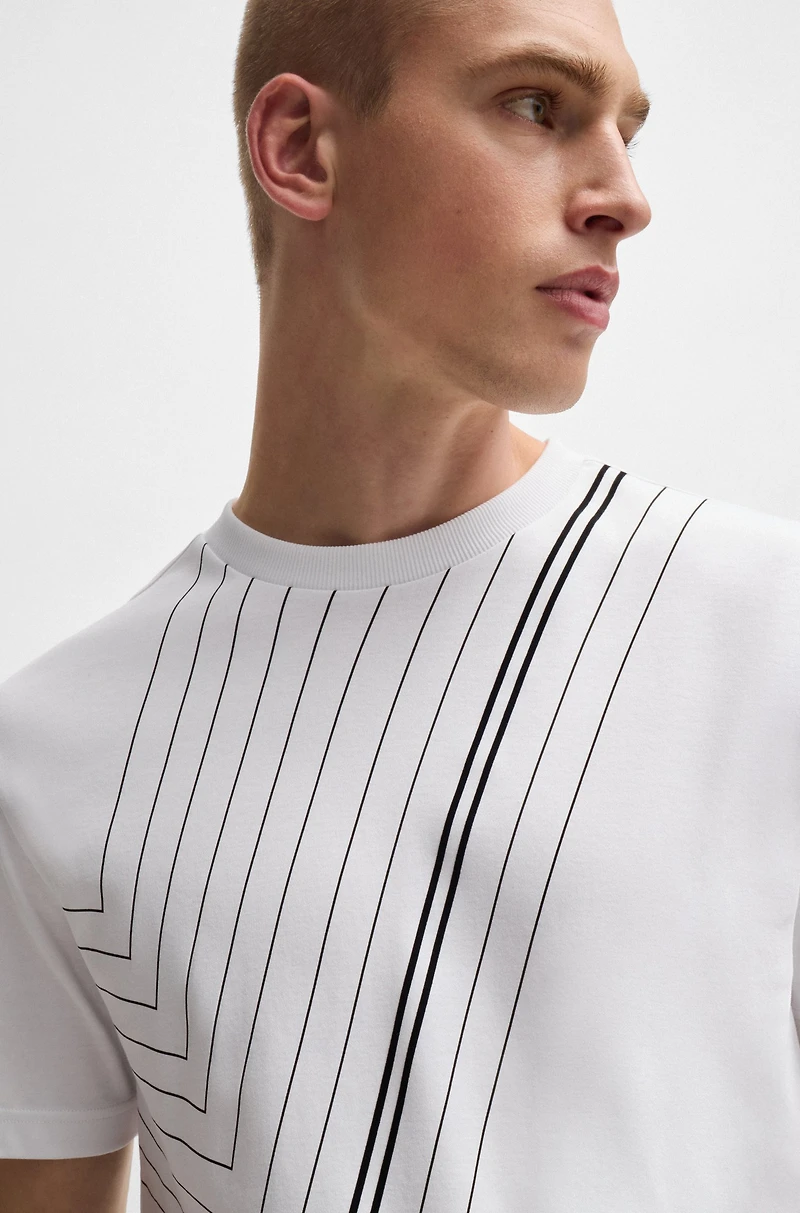 Interlock-cotton regular-fit T-shirt with fineline artwork