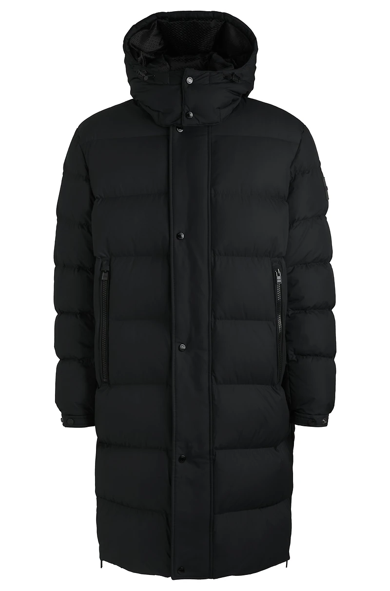 Water-repellent down parka with detachable hood