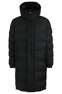 Water-repellent down parka with detachable hood