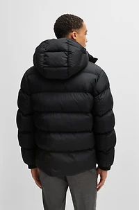 Water-repellent puffer jacket with detachable hood