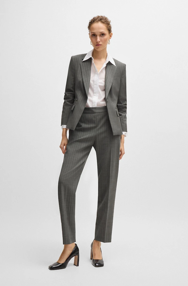 Slim-fit jacket striped wool