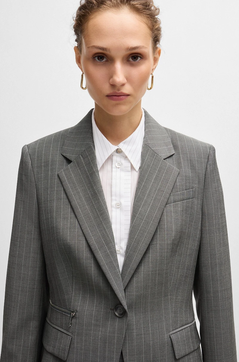 Slim-fit jacket striped wool