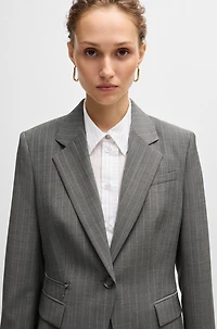 Slim-fit jacket striped wool