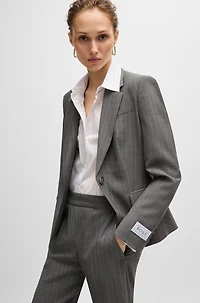Slim-fit jacket striped wool