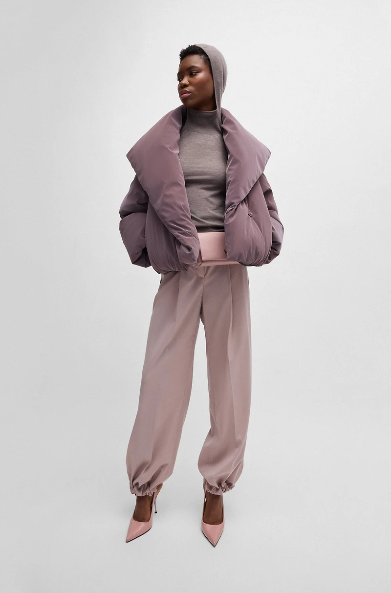 NAOMI x BOSS cropped down jacket velvet-touch fabric