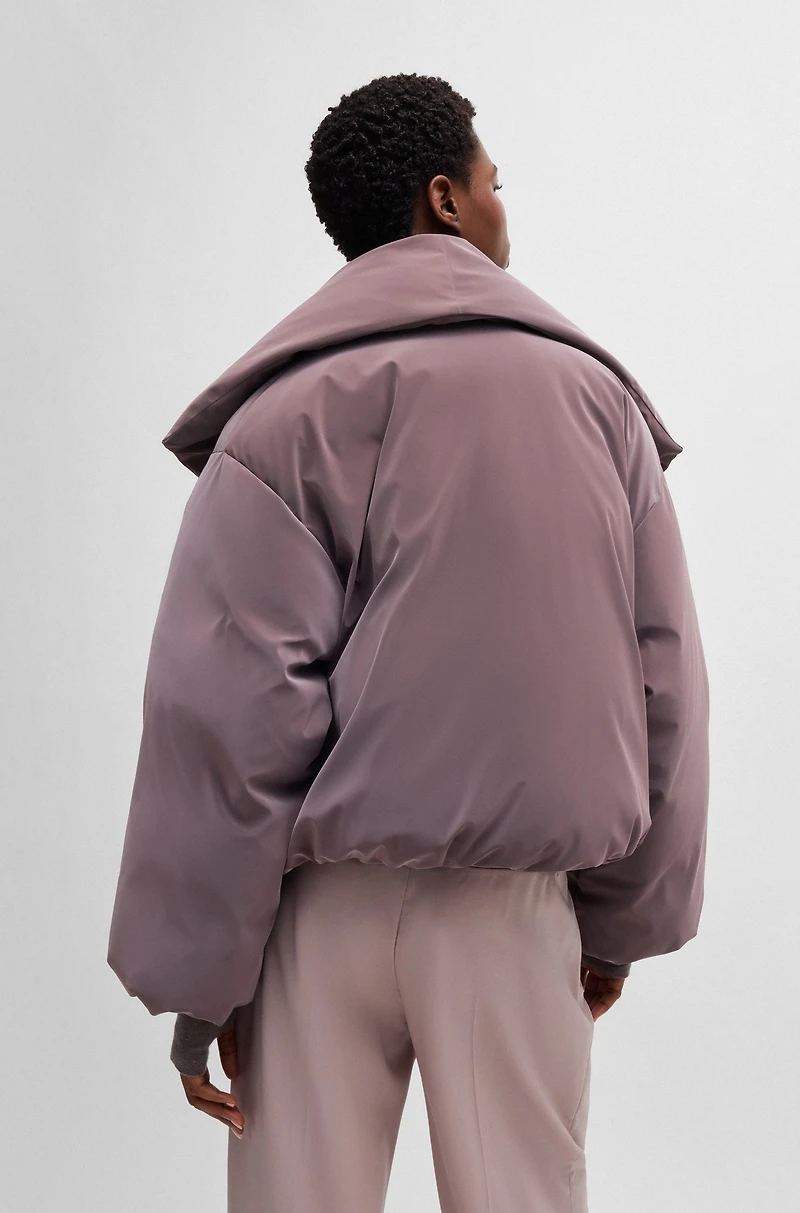 NAOMI x BOSS cropped down jacket velvet-touch fabric