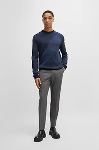 Virgin-wool sweater with two-tone jacquard pattern