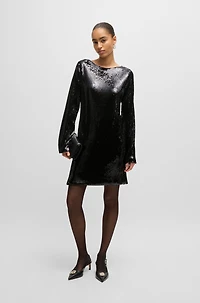 Long-sleeved sequinned dress