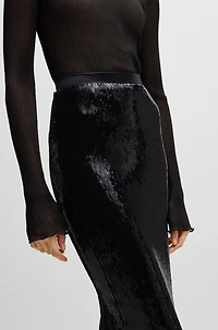 Relaxed-fit midi skirt with sequin embellishments