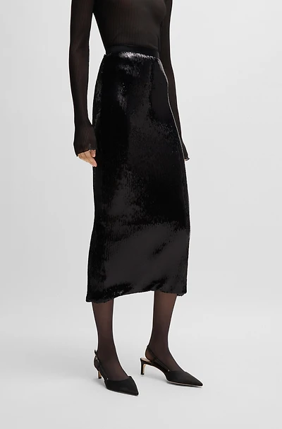 Relaxed-fit midi skirt with sequin embellishments