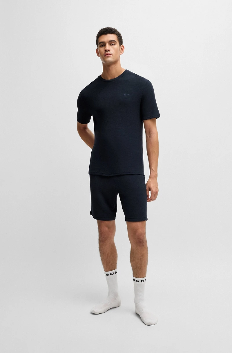 Ottoman-jersey pajama T-shirt with embroidered logo