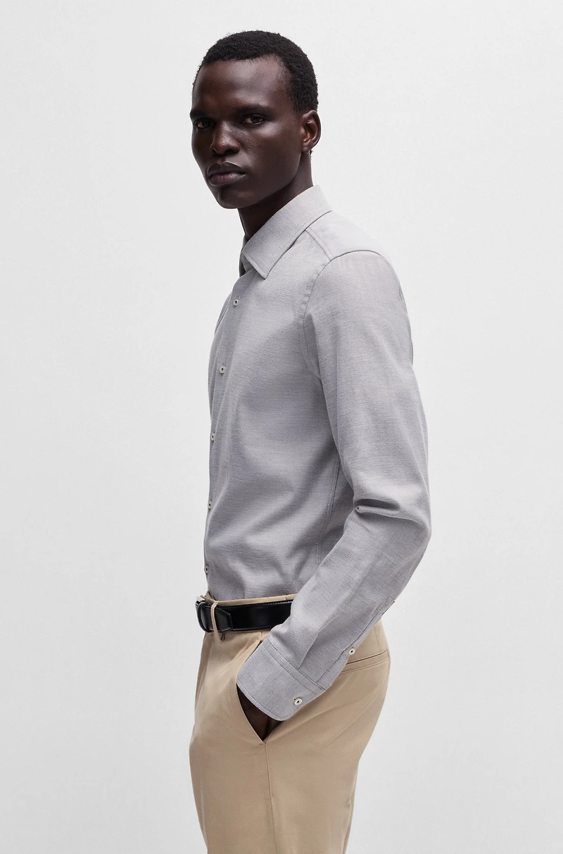Slim-fit shirt structured stretch cotton