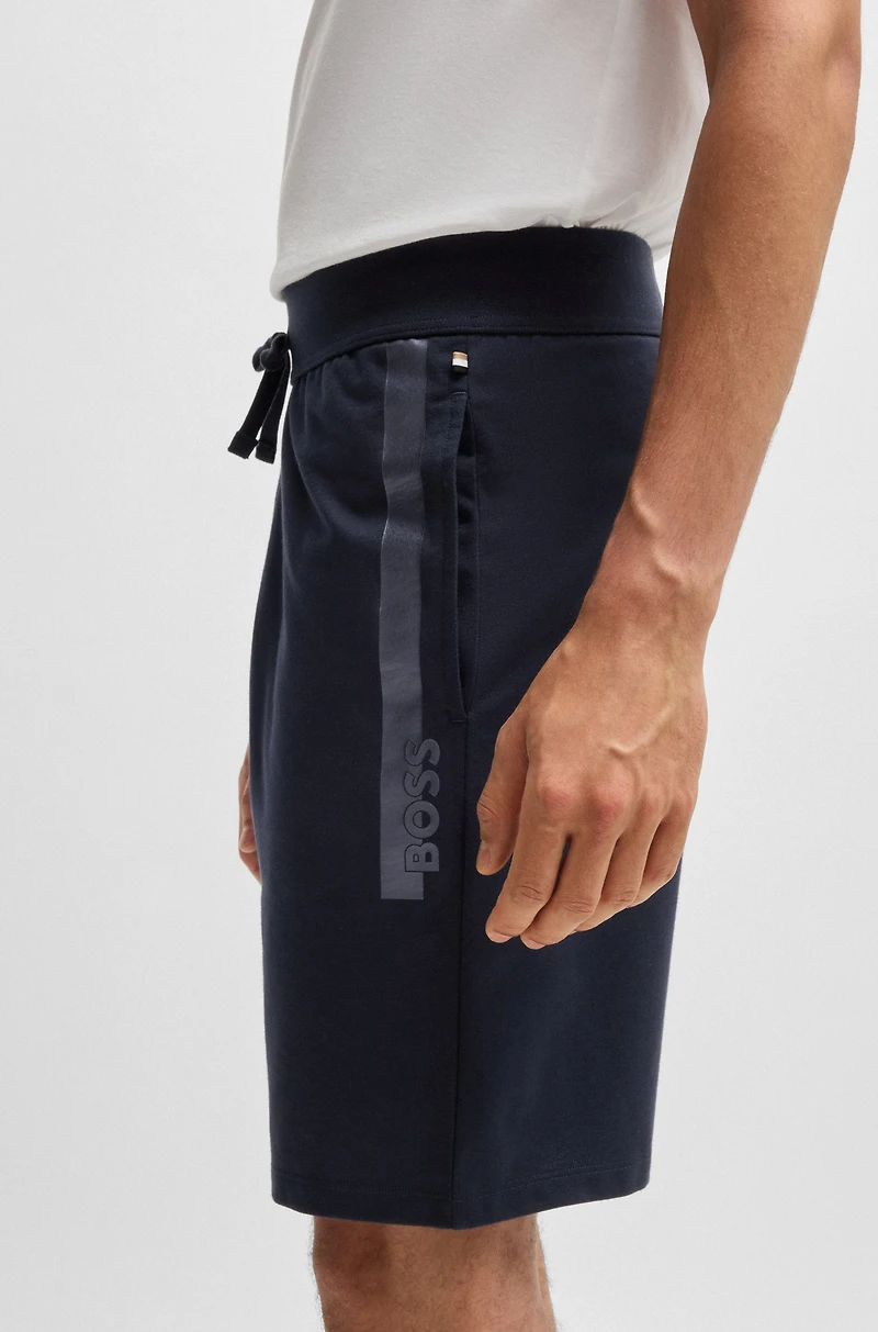 Cotton-terry shorts with metallic logo