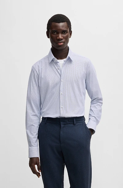 Slim-fit shirt printed performance-stretch jersey