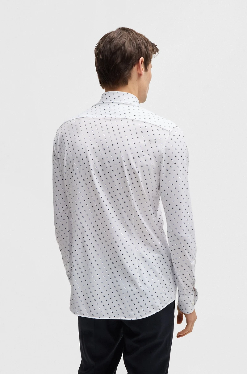 Slim-fit shirt printed performance-stretch fabric