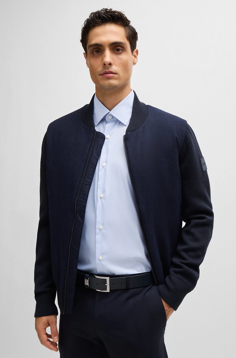 Regular-fit shirt striped stain-repellent twill