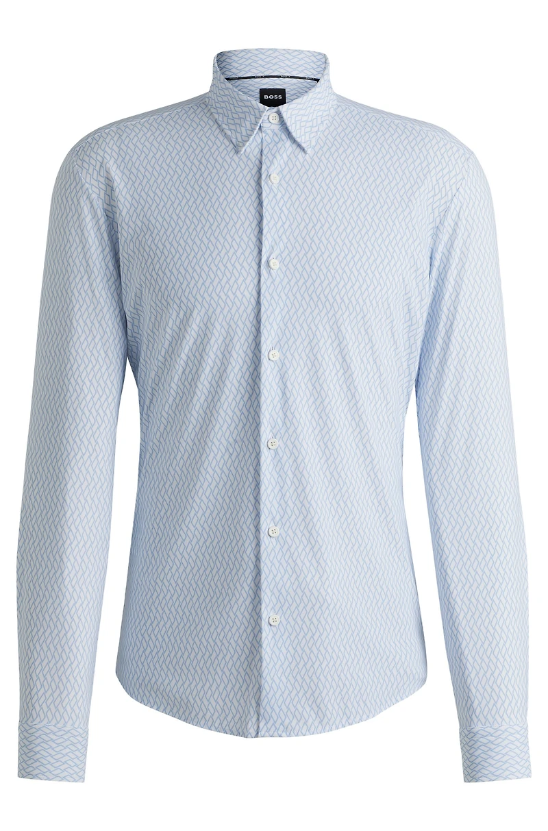 Slim-fit shirt printed performance-stretch jersey