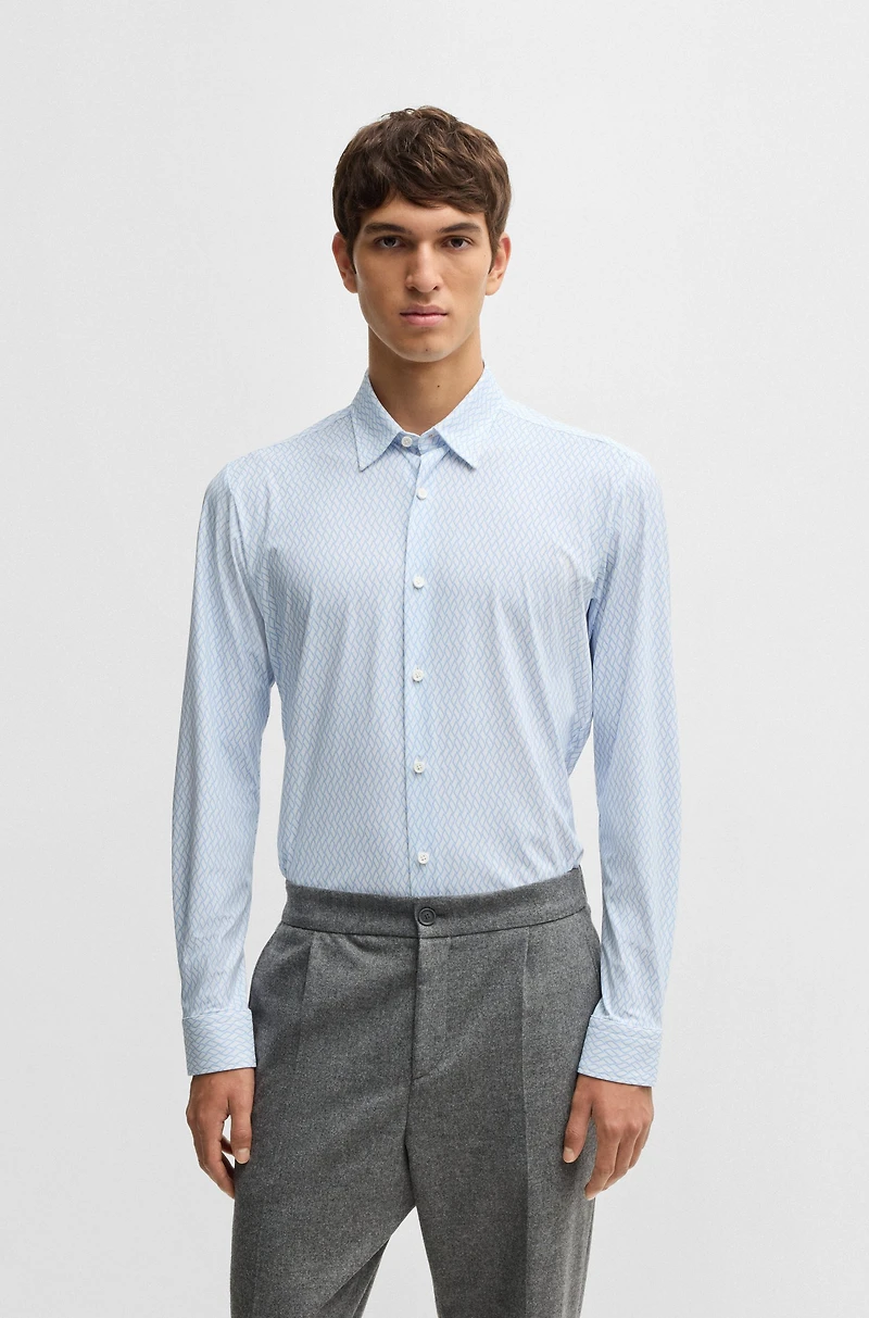 Slim-fit shirt printed performance-stretch jersey