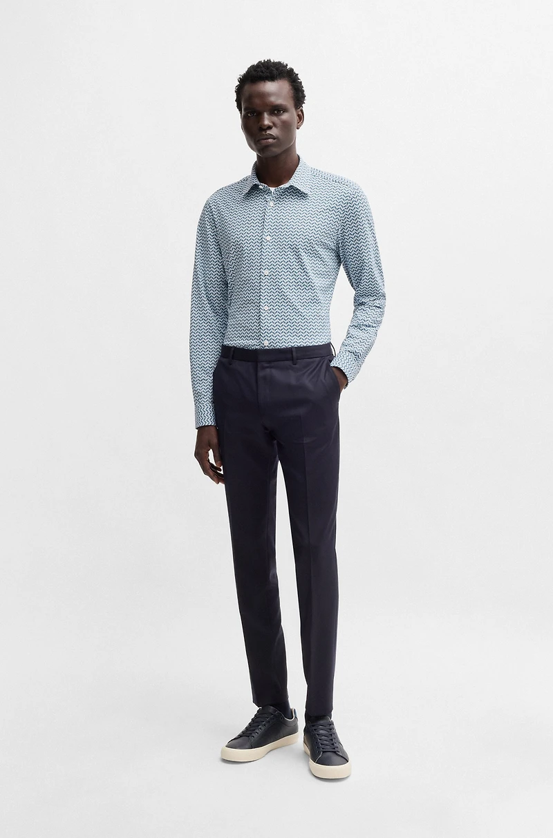 Slim-fit shirt printed performance-stretch fabric