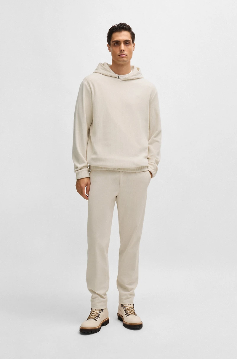 Cotton-corduroy hoodie with press-stud hood