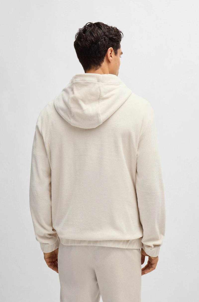 Cotton-corduroy hoodie with press-stud hood
