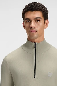 Logo-patch zip-neck sweater cotton and cashmere