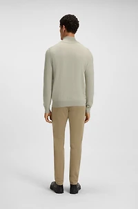 Logo-patch zip-neck sweater cotton and cashmere