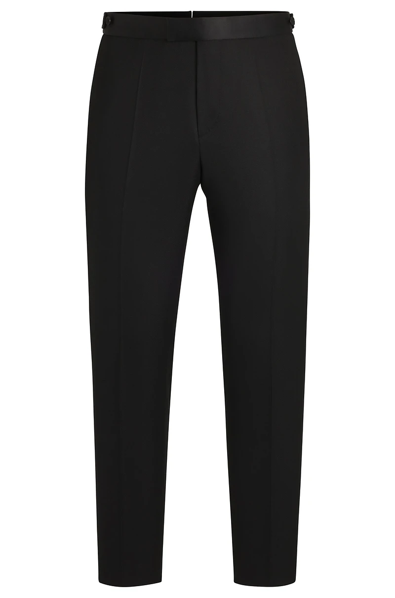 Slim-fit tuxedo trousers wool with silk trims