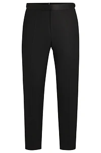 Slim-fit tuxedo trousers wool with silk trims