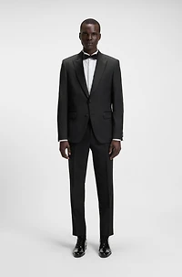 Slim-fit tuxedo trousers wool with silk trims