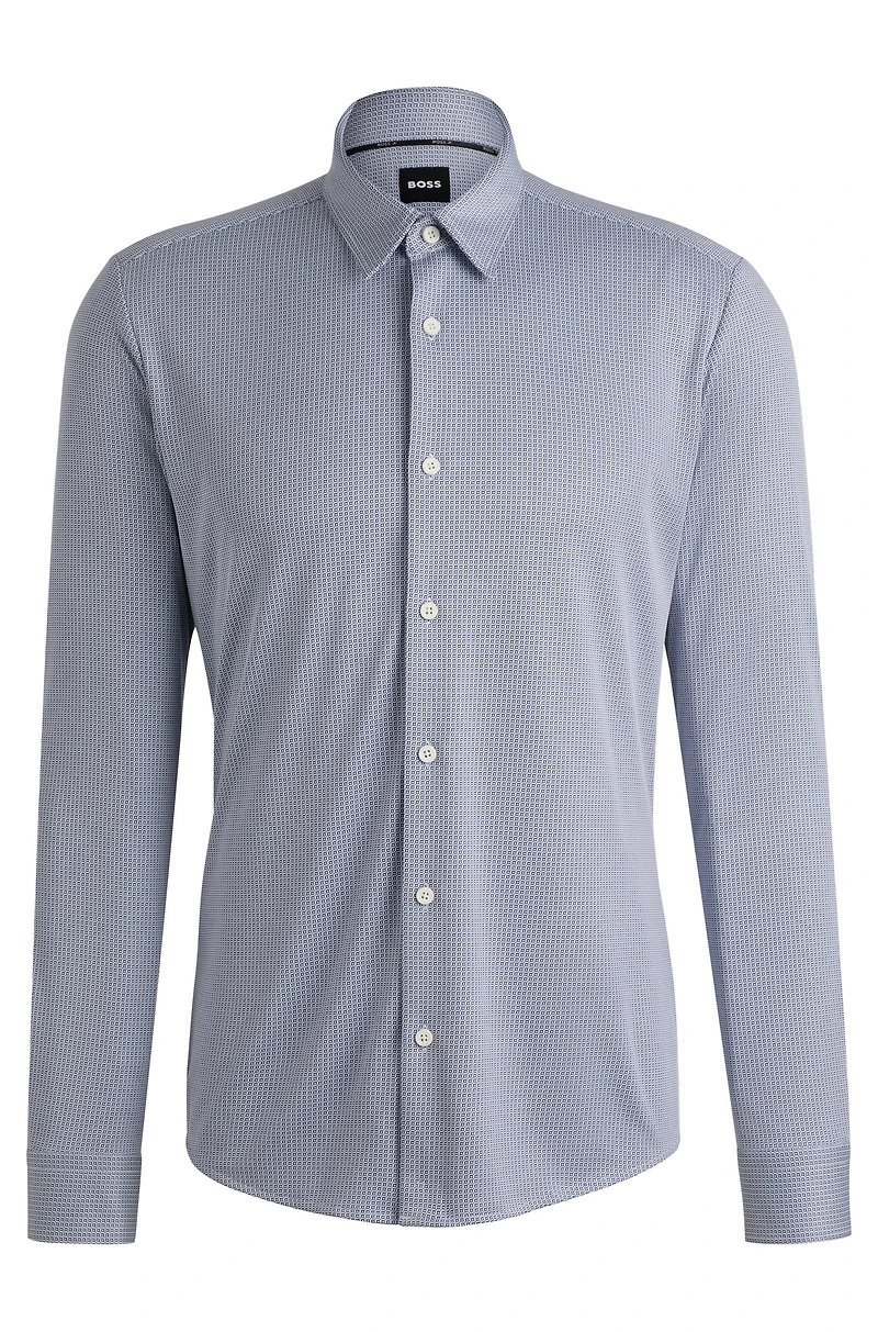 Slim-fit shirt patterned performance fabric