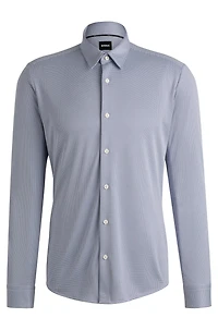 Slim-fit shirt patterned performance fabric