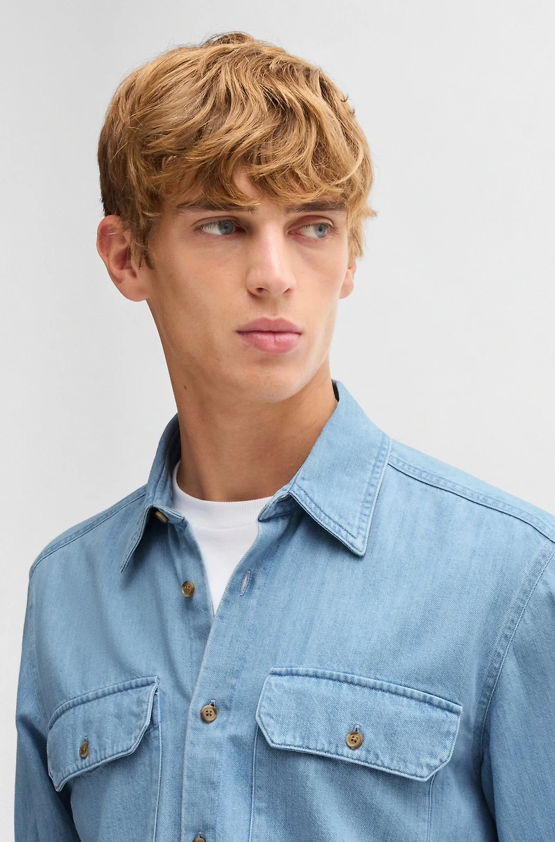 Regular-fit shirt blue cotton denim