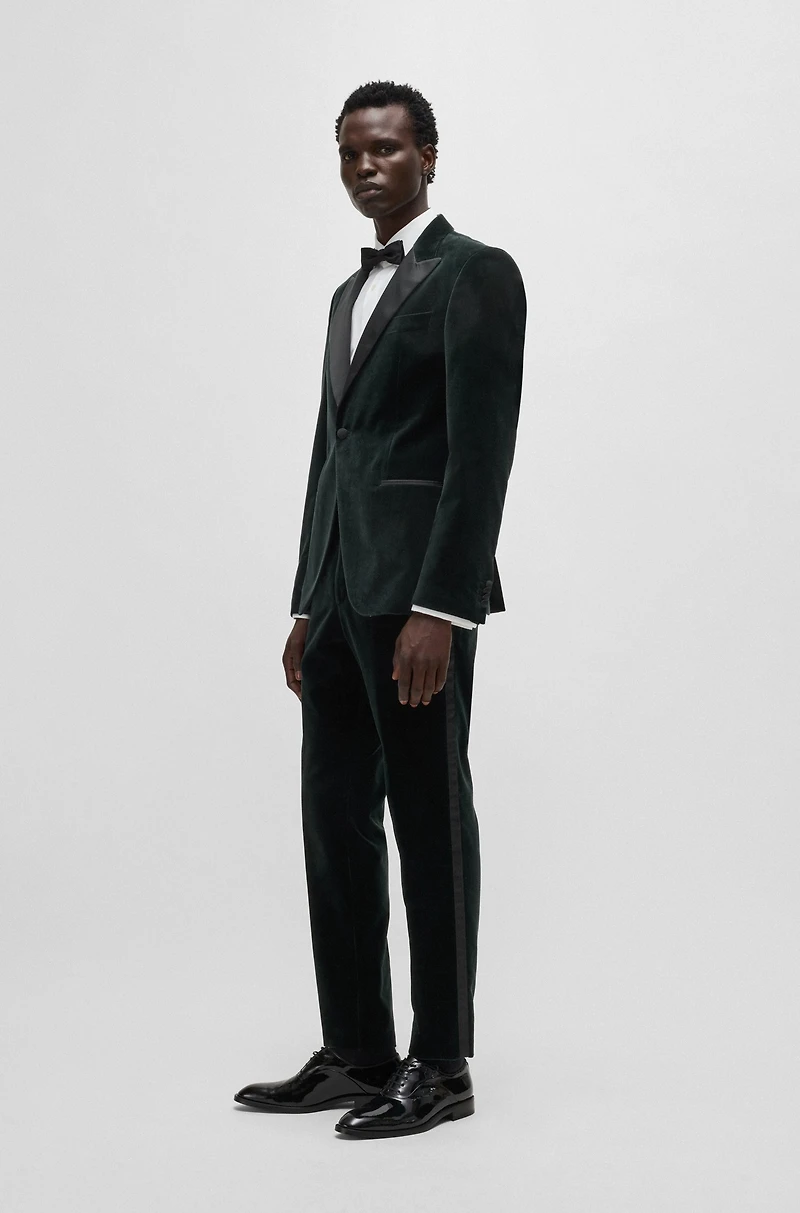 Slim-fit tuxedo trousers cotton velvet