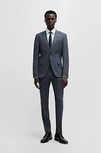 Slim-fit trousers micro-patterned stretch wool