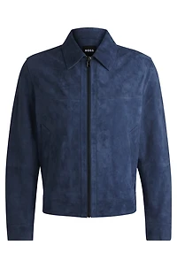 Regular-fit jacket soft suede with zip front
