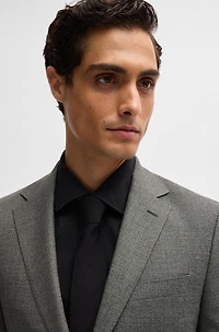 Slim-fit suit micro-patterned stretch wool